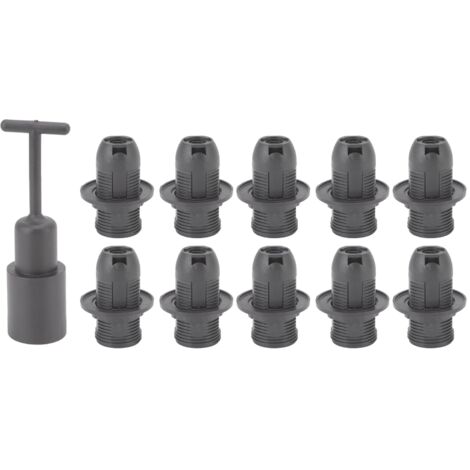10PCS E14 Lamp Holder ABS with Sleeve High Temperature Resistant Light Socket Base for Home Black (1/5)