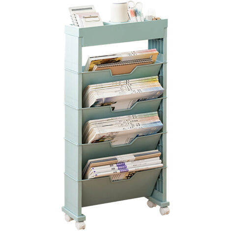 Classroom Bookshelf Multilayer with Universal Wheel Book Storage Shelving for Living Room (1/5)