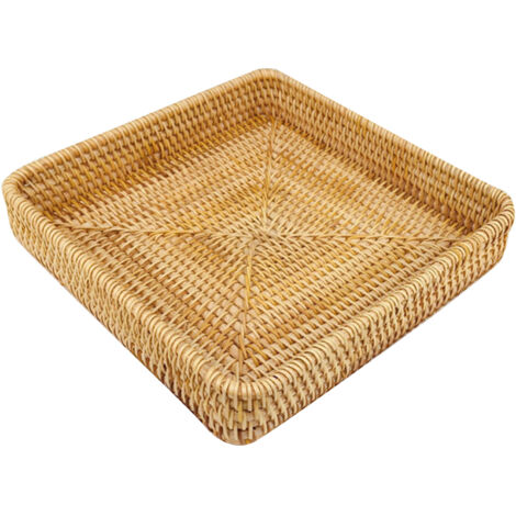 Rattan Tray Tabletop Organization Hand Woven Snack Storage Basket Multifunctional Serving Tray M (1/5)