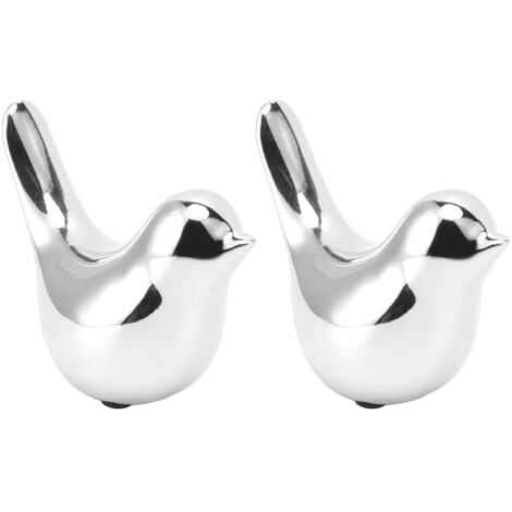 2Pcs Electroplated Ceramic Bird Decoration Nordic Style Modern Abstract Bird Figurine Home Desktop Decoration Gifts Silver Plated Large (1/5)