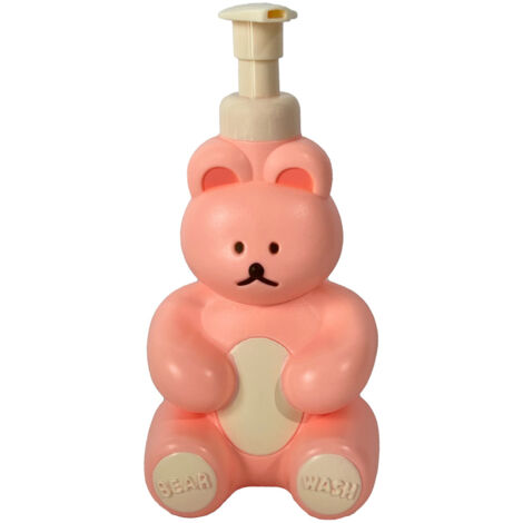 Foam Pump Bottle Cute Bear Shape Large Capacity Foaming Soap Dispenser Bottle for Facial Wash Body Wash Hand Soap Pink (1/5)