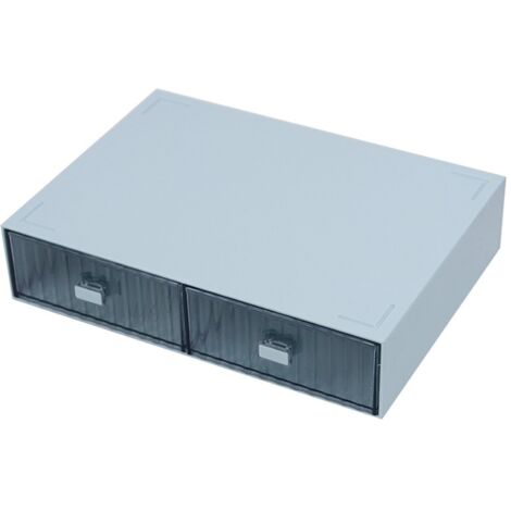 Desktop Drawer Organizer Waterproof Dustproof Plastic DIY Combination Multi Layer Stackable Drawer Storage Case Striped Blue 2 Drawers (1/5)