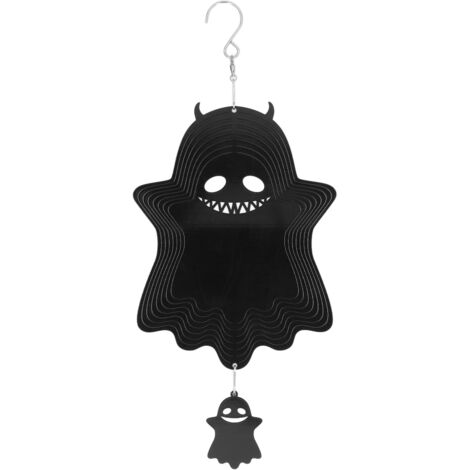 Ghost Wind Chimes Stainless Steel Wind Bell 3D Ghost Wind Spinners Halloween Ornament for Garden Yard Decoration 35x15cm (1/5)