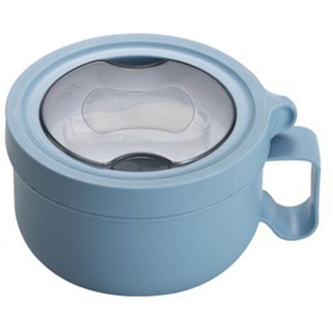 Insulated Bowl Leakage Proof 304 Stainless Steel Interior Thermal Soup Bowl with Handle for Noodle Bento 850ml Blue (1/5)