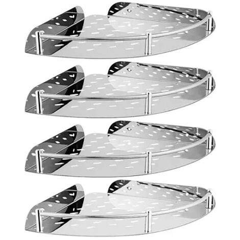 4 Pcs Corner Shower Shelf Stainless Steel Strong Load Bearing Space Saving Wall Mounted Bathroom Rack (1/5)