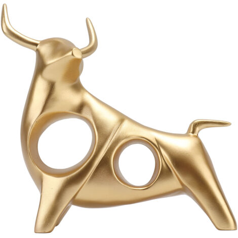 Golden Bull Sculpture Resin Hollow Lucky FengShui Bull Statue Crafts Figurine for Office Home Desktop Decorations (1/5)