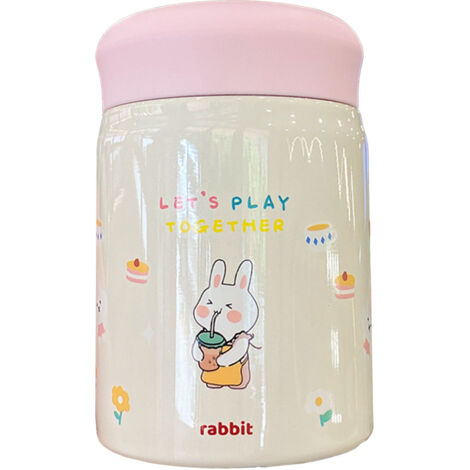 320ml Stainless Steel Insulated Vacuum Food Jar Cup Container with Lid for Outdoor Cartoon Portable Bottle Rabbit (1/5)