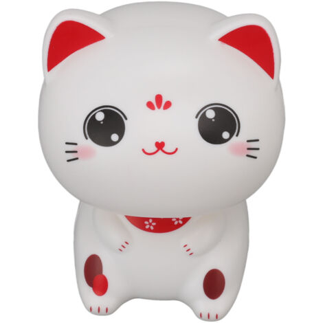 Cute Cat Ornament Solar Light Induction Plastic Lucky Nodding Cat for Restaurants Car Dashboard with Large Eyes (1/5)