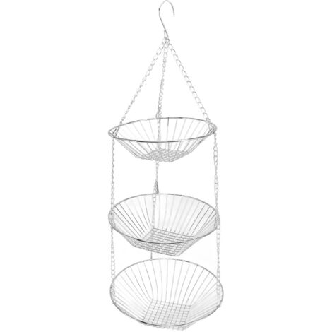 3 Tier Kitchen Hanging Fruit Basket Iron Wire Fruit Vegetable Flower Hanging Storage Basket for Indoor Outdoor (1/5)