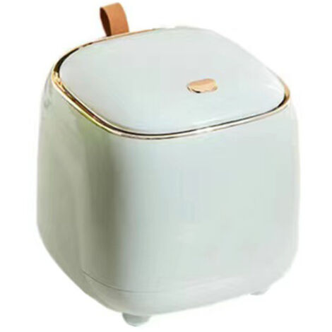 Push Type Desktop Trash Bin with Lid Fashionable Double Layer Large Opening Garbage Container for Living Room Light Green (1/5)