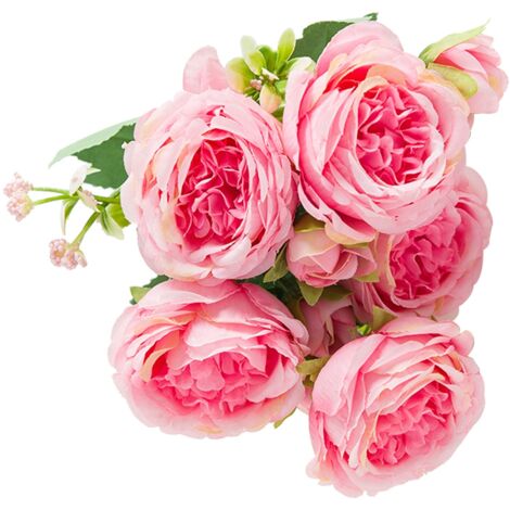 2 Bunches Artificial Peonies Romantic Vivid 6cm Diameter Attractive Decorative Light Weight Faux Peonies Decoration Pink (1/5)