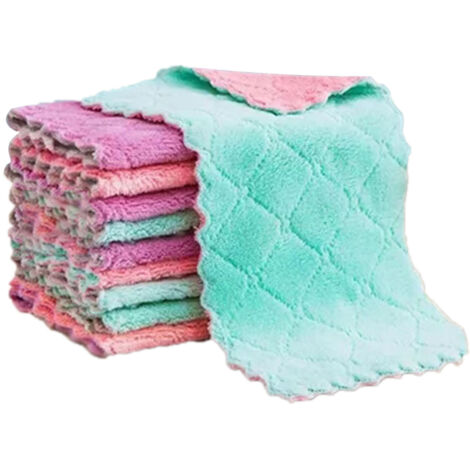 20Pcs Lint Free Kitchen Cleaning Cloth Dish Towels Double Sided Water Absorption Microfiber Dish Cloths