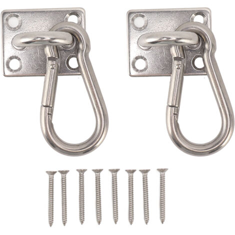 200kg Outdoor Swing Hook Set with Square Door Buckle Spring Hook 304 Stainless Steel Hammock Hook Set for Porch Yoga