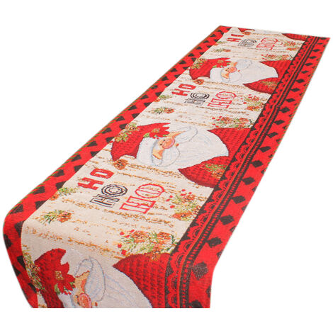 Christmas Table Runner Flag Printing Wear Dirt Resistant Xmas Christmas Table Flag for Christmas Table Cloth Decoration Santa Model (1/5)