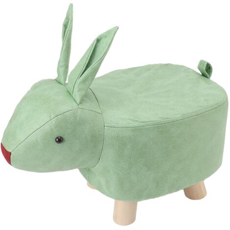 Cartoon Animal Shaped Stool Kid Home Living Room Cute Wooden Footstool for Playroom Courtyard Green (1/5)