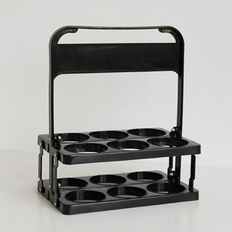 Portable Beer Bottle Rack Pure Color Foldable Beverage Storage Rack Picnic Beer Handle Basket Black