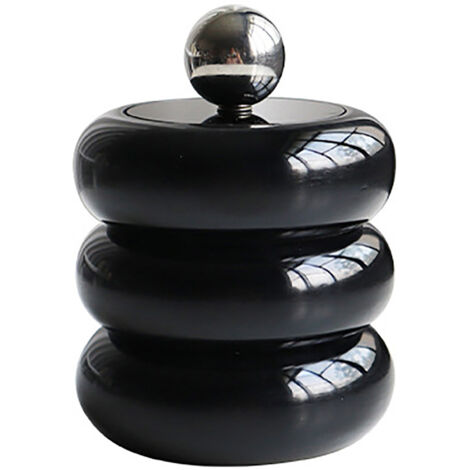 Nordic Style Qtip Holder Dispenser Desktop Dustproof Cotton Swab Storage Container Doughnut Shape Makeup Storage Box with Lid Black 3 Layers (1/5)