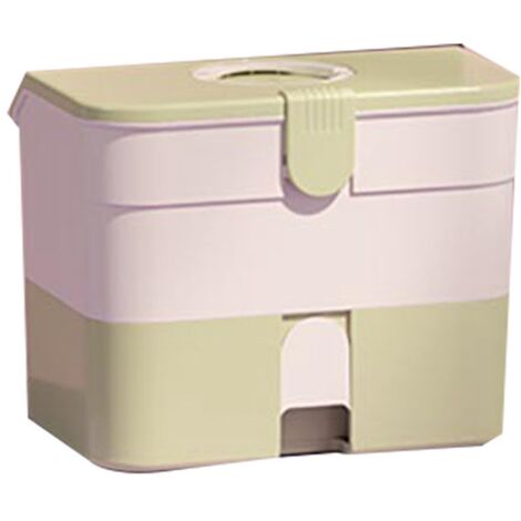 Cosmetic Storage Box 2 Layers Drawer Large Capacity Portable Makeup Storage Box with Handle for Nail Polish Nail Art Green (1/5)