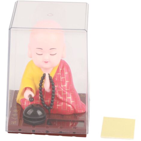 Buddhist Monk Doll Solar Powered Automatic Beating Durable Plastic Monk Figurine for Car Window Hotel (1/5)