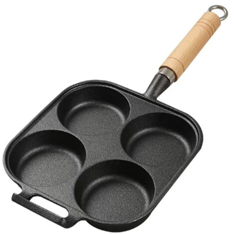 Frying Pan Deepened Non Stick With Spatula Oil Brush Four Hole Frying Pot For Breakfast Pancake (1/5)