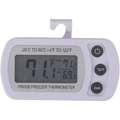 Refrigerator Thermometer Memory Function ABS Body White °C °F Switched Small Compact Digital Freezer Thermometer with Hook (1/5)