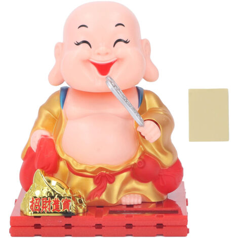 Monk Decoration with Solar Power Auto Shaking Hand Buddha Statue Figurine For Home Car Ornaments L Golden (1/5)