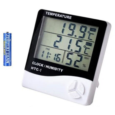 Mini Digital Thermometer Hygrometer Clock Indoor Room Temperature Humidity Gauge Meter Monitor (1/5)