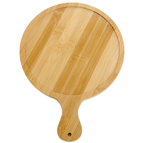 Bamboo Wood Pizza Tray Clear Texture Comfortable Hand Feeling Round Wooden Pizza Serving Plate 8in for 7in Pizzas (1/5)