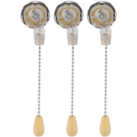 3Pcs Ceiling Fan Lamp Switch Rustproof Replacement Ceiling Light Pull Chain Switch 250V 125V Chrome (1/5)