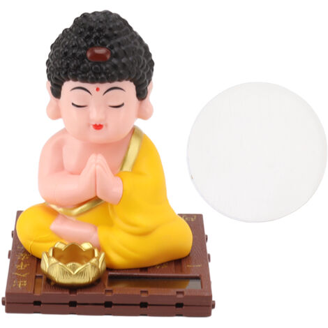 Buddha Figurine Solar Nodding Bright Colors Durable Plastic Lifelike Buddha Statue for Home Car Office (1/5)