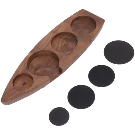 Boat Shape Coffee Tamper Holder Walnut Wood Coffee Distributor Holder Station for Cafe Western Restaurant Bar Family Kitchen 51mm (1/5)
