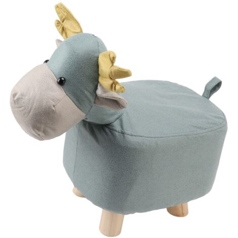 Animal Footstools Prevent Slip Cute Cartoon Giraffe Shape Soft Small Kids Stools for Home Blue (1/5)