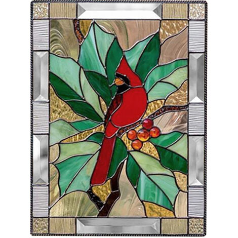 Cardinal Stained Window Panel Glass Window Hanging For Wall Decoration (1/5)