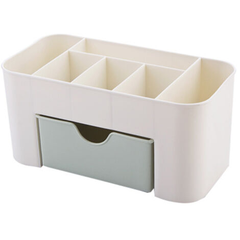 Cosmetics Makeup Organizer PP Multifunctional 6 Compartments Makeup Desk Organizer with Drawer Green (1/5)
