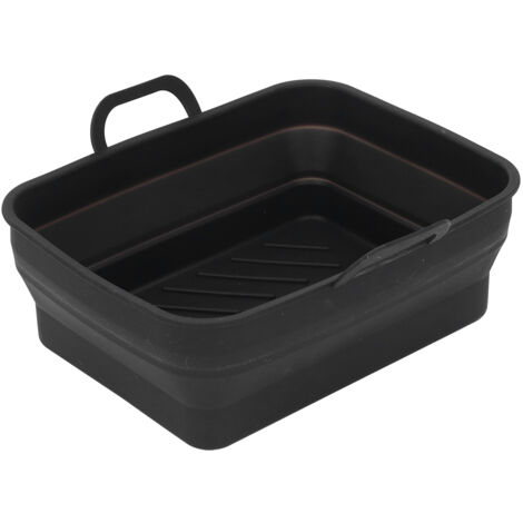 Silicone Air Cooker Pot Rectangular Fryer Liner Tray Replacement for Kitchen Cooking Accessories Black