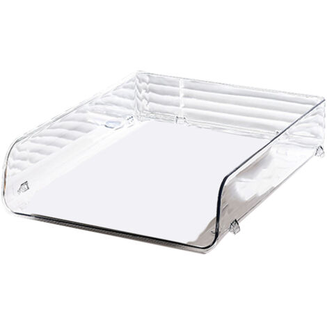 A4 Paper Storage Box Stackable Plastic Large Opening Single Layer Desktop File Organizer for Office Transparent 26.5x33x7.5cm/10.4x13.0x3.0in (1/5)