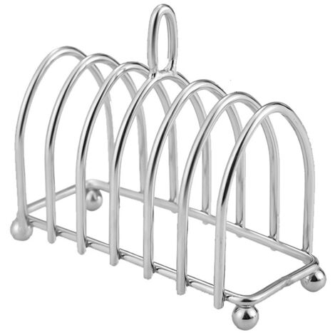 Toast Rack Stainless Steel 6 Slice Slot Breakfast Toast Bread Rack Holder with Handle for Kitchen Bakery (1/5)