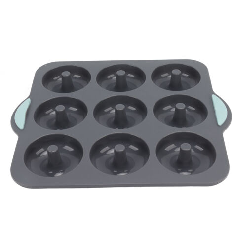 Silicone Donut Mold 9 Cavity Prevents Stick Safe Heat Resistance Doughnut Pan Set for Cake Biscuit Bagels Muffins Dark Gray (1/5)