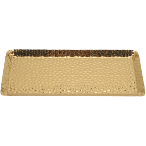 25x11cm Towel Hammered Trays Stainless Steel Multi Purpose Dishwasher Safe Dessert Tray Plate for Home Restaurant Gold (1/5)