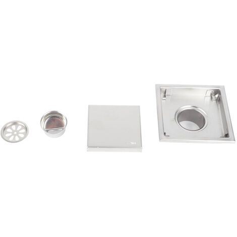 Floor Drain Stainless Steel Rollover Type Brushed Odor Resistant Concealed Waste Grate for Bathroom 11x11cm/4.3x4.3in (1/5)