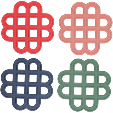 4Pcs Silicone Trivet Pad Hollow Heat Resistant Slip Resistant China Knotted Trivet Pot Mat for Kitchen Table (1/5)