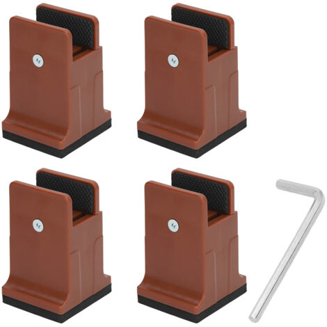 4pcs Adjustable Furniture Risers with Screw Clamp Rubber Bed Couch Risers for Heavy Duty Furniture Brown (1/5)