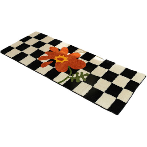 Runner Rug Black White Plaid Pattern Vintage Style Water Absorbent Stain Resistant Runner Carpet for Home Room Type4 40x120cm (1/5)