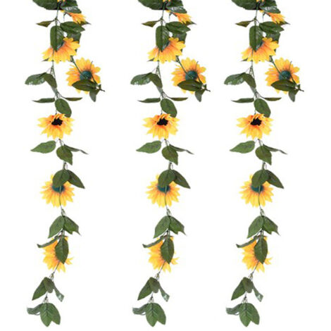 Artificial Sunflower Vines 200cm Length Lifelike Details Bright Colors Sunflower Garland for Parties Gardens Fences