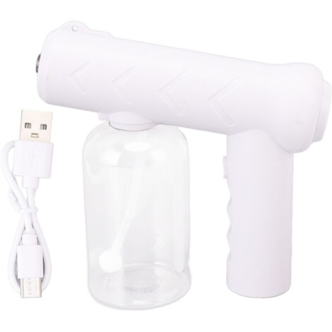 Nano Cleaning Sprayer Rechargeable Blue Light Portable Handheld Alcohol Atomizer for Home Garden School 380ml White (1/5)
