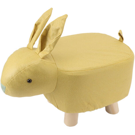 Cartoon Animal Shaped Stool Kid Home Living Room Cute Wooden Footstool for Playroom Courtyard Yellow (1/5)