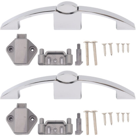 2 Set Push Button Latch Cabinet Lock Cupboard Knob Latch Lock With Handle For RV Motorhome Boat 128mm Hole Spacing (chrome) (1/5)