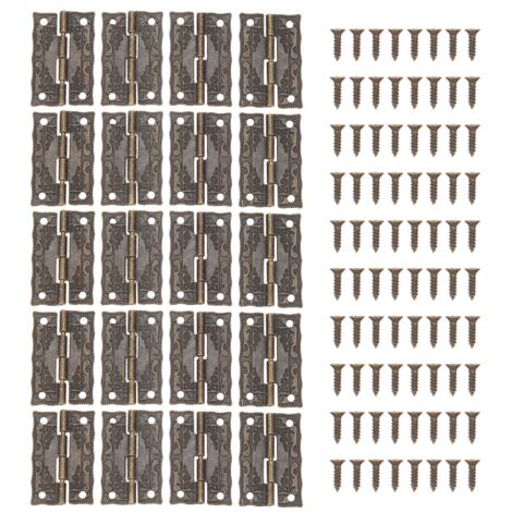 20 Set Antique Decorative Hinges Zinc Alloy Vintage Box Hinges Jewelry Box Hardware for Wooden Cases Cabinets (1/5)