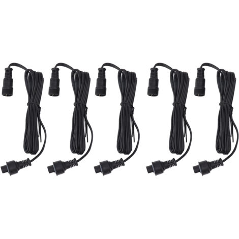 5pcs 4.9ft Deck Light Extension Cable IP67 Waterproof Extension Cord with Male and Female 3Pin Connectors for Outdoor (1/5)