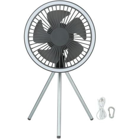 10000mAh USB Tripod Camping Fan Outdoor Portable Camping Fan with Light Power Bank Gray (1/5)